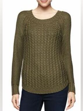 Calvin Klein Jeans Olive Cable-Knit Crewneck Sweater
